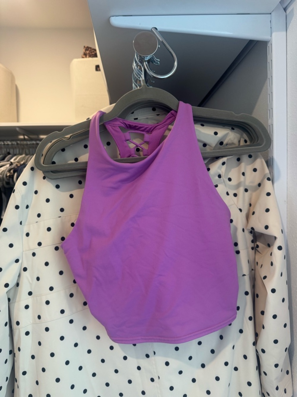 ALO Yoga Purple High-Neck Cropped Tank with Lattice Back